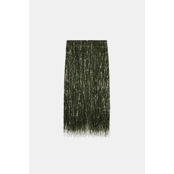 ZARA ZW COLLECTION LIMITED EDITION SEQUIN FRINGE SKIRT - Picture 7 of 8